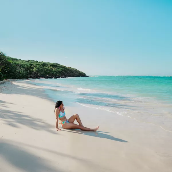 Flamenco Beach in Culebra with white sand and turquoise water.